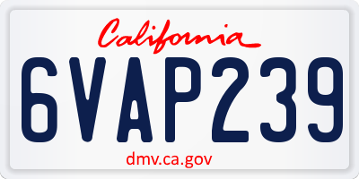 CA license plate 6VAP239