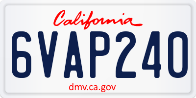 CA license plate 6VAP240