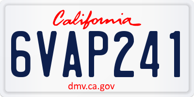 CA license plate 6VAP241