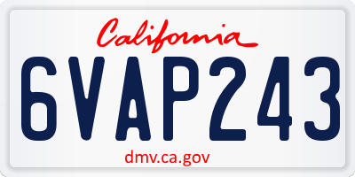 CA license plate 6VAP243