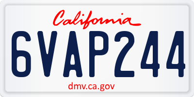 CA license plate 6VAP244