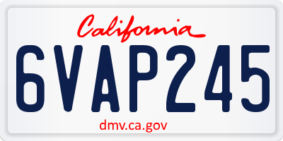 CA license plate 6VAP245