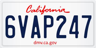 CA license plate 6VAP247