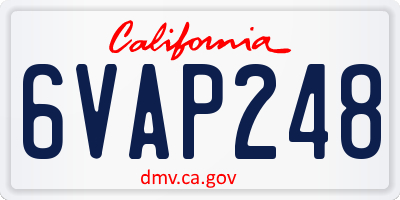 CA license plate 6VAP248