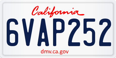 CA license plate 6VAP252