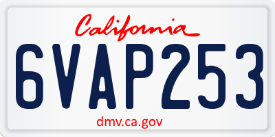 CA license plate 6VAP253