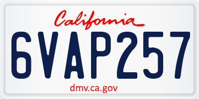 CA license plate 6VAP257