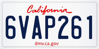CA license plate 6VAP261