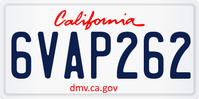 CA license plate 6VAP262