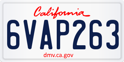 CA license plate 6VAP263