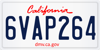 CA license plate 6VAP264