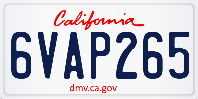 CA license plate 6VAP265