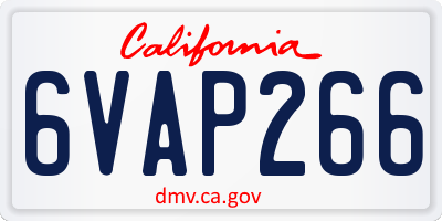 CA license plate 6VAP266