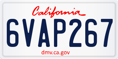 CA license plate 6VAP267