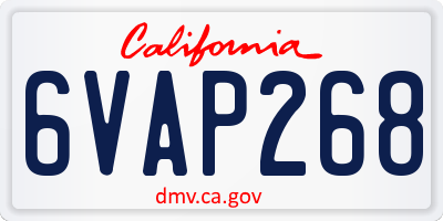 CA license plate 6VAP268