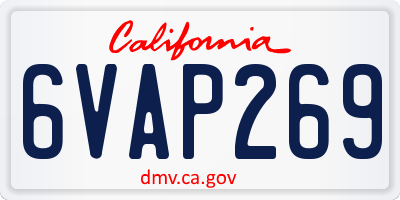 CA license plate 6VAP269