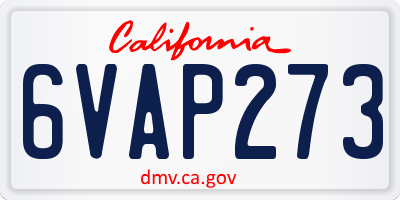 CA license plate 6VAP273