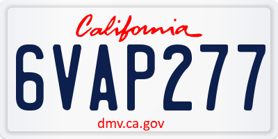 CA license plate 6VAP277