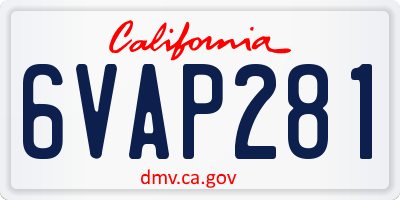 CA license plate 6VAP281