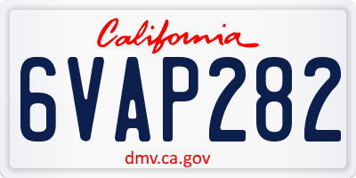CA license plate 6VAP282
