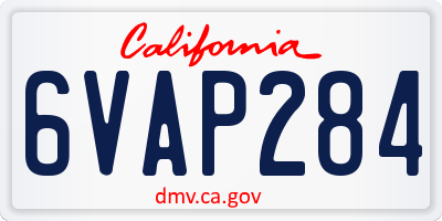 CA license plate 6VAP284