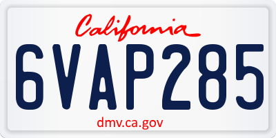 CA license plate 6VAP285