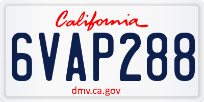 CA license plate 6VAP288