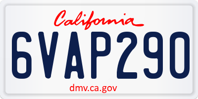 CA license plate 6VAP290