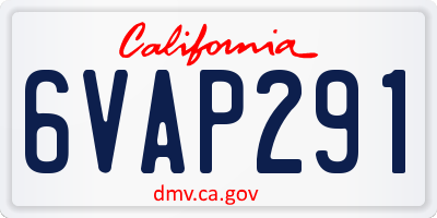 CA license plate 6VAP291