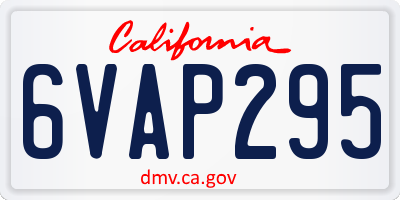 CA license plate 6VAP295