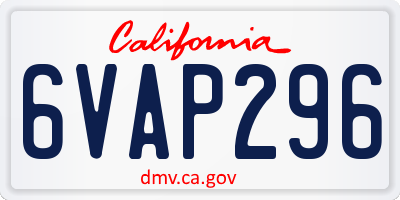 CA license plate 6VAP296