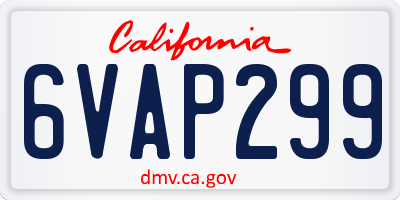 CA license plate 6VAP299