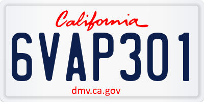 CA license plate 6VAP301