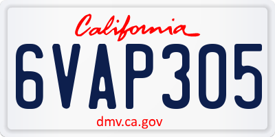 CA license plate 6VAP305