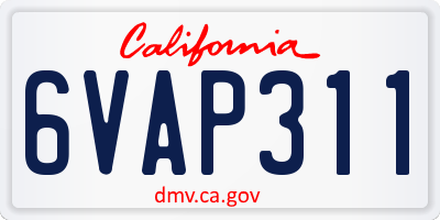 CA license plate 6VAP311
