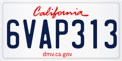 CA license plate 6VAP313