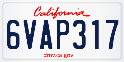 CA license plate 6VAP317