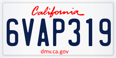 CA license plate 6VAP319