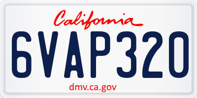 CA license plate 6VAP320