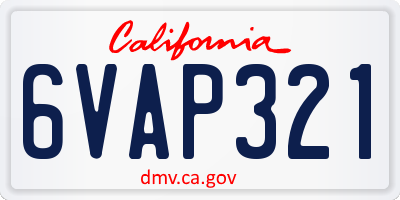 CA license plate 6VAP321