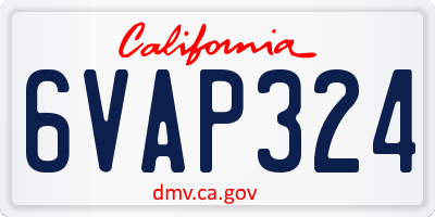 CA license plate 6VAP324