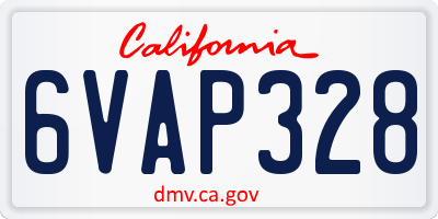 CA license plate 6VAP328