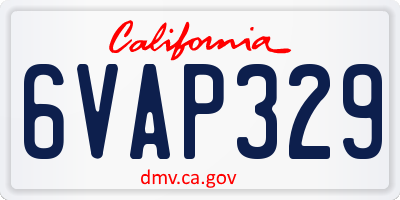 CA license plate 6VAP329
