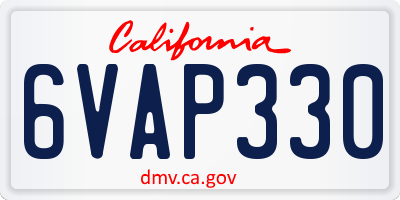 CA license plate 6VAP330