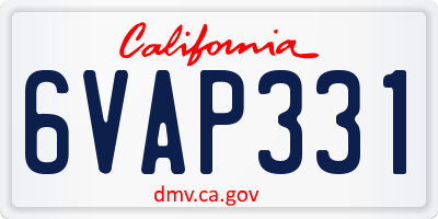 CA license plate 6VAP331