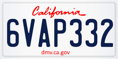 CA license plate 6VAP332