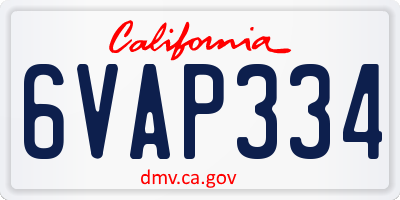 CA license plate 6VAP334