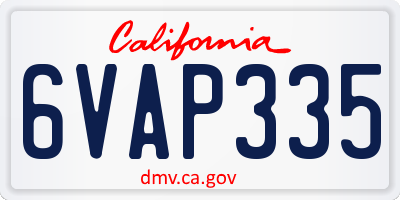 CA license plate 6VAP335