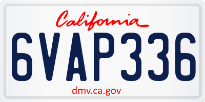 CA license plate 6VAP336