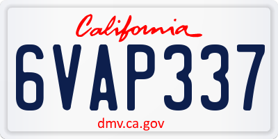 CA license plate 6VAP337